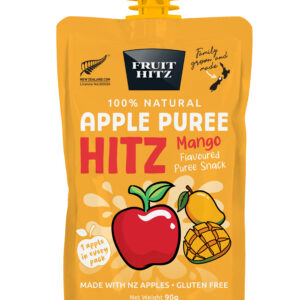 Fruit Hitz Mango apple puree pouch, front view of new packaging