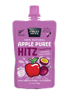 Fruit Hitz Passionfruit apple puree pouch, front view of new packaging